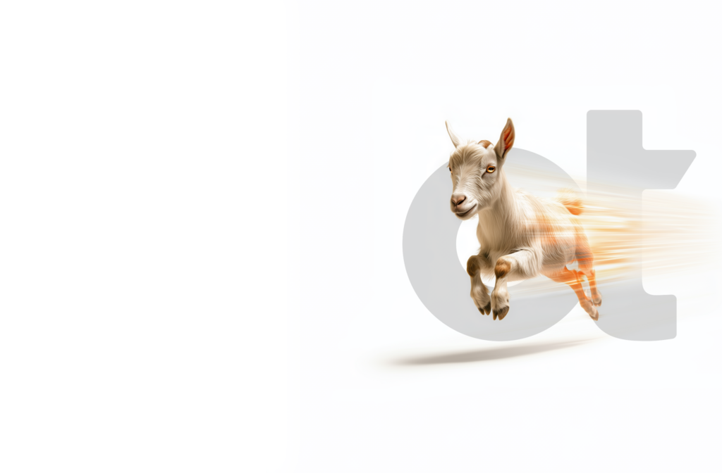 Goat moving quickly through OT logo.